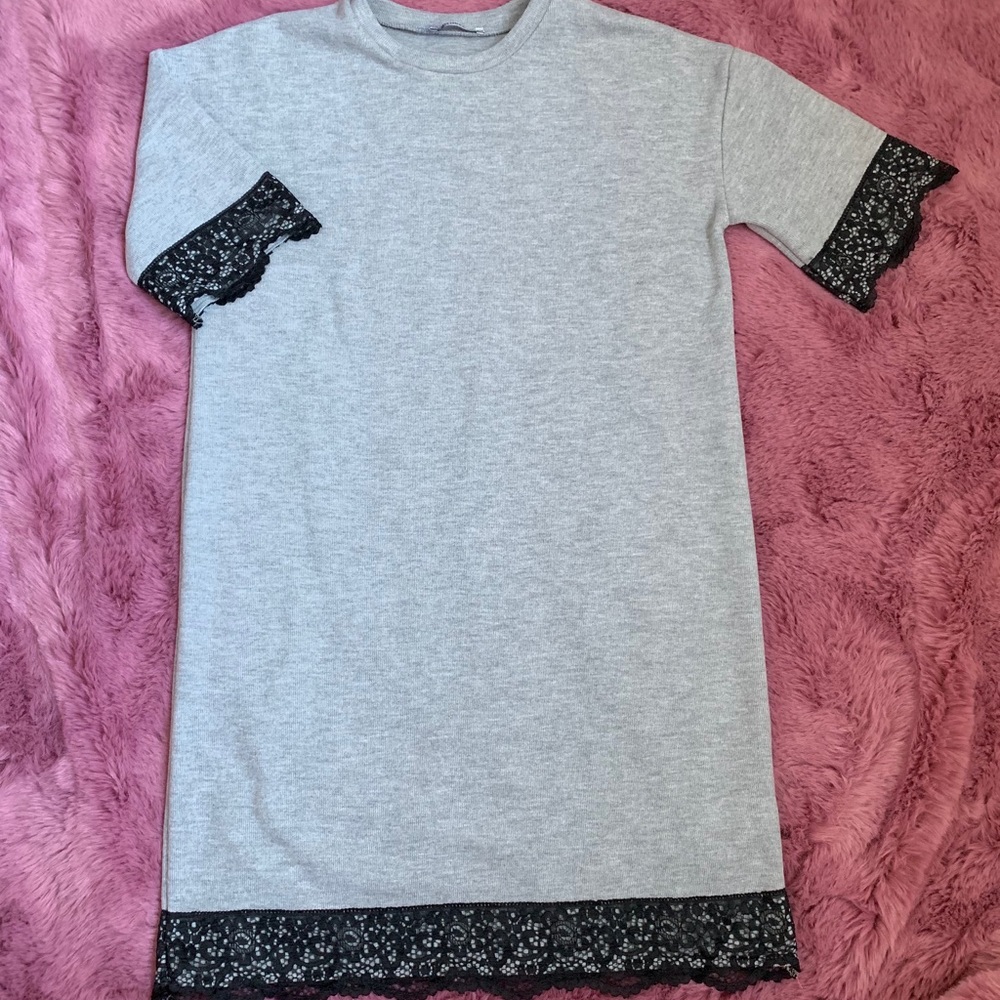 Zara Grey Dress with Black Lace size S